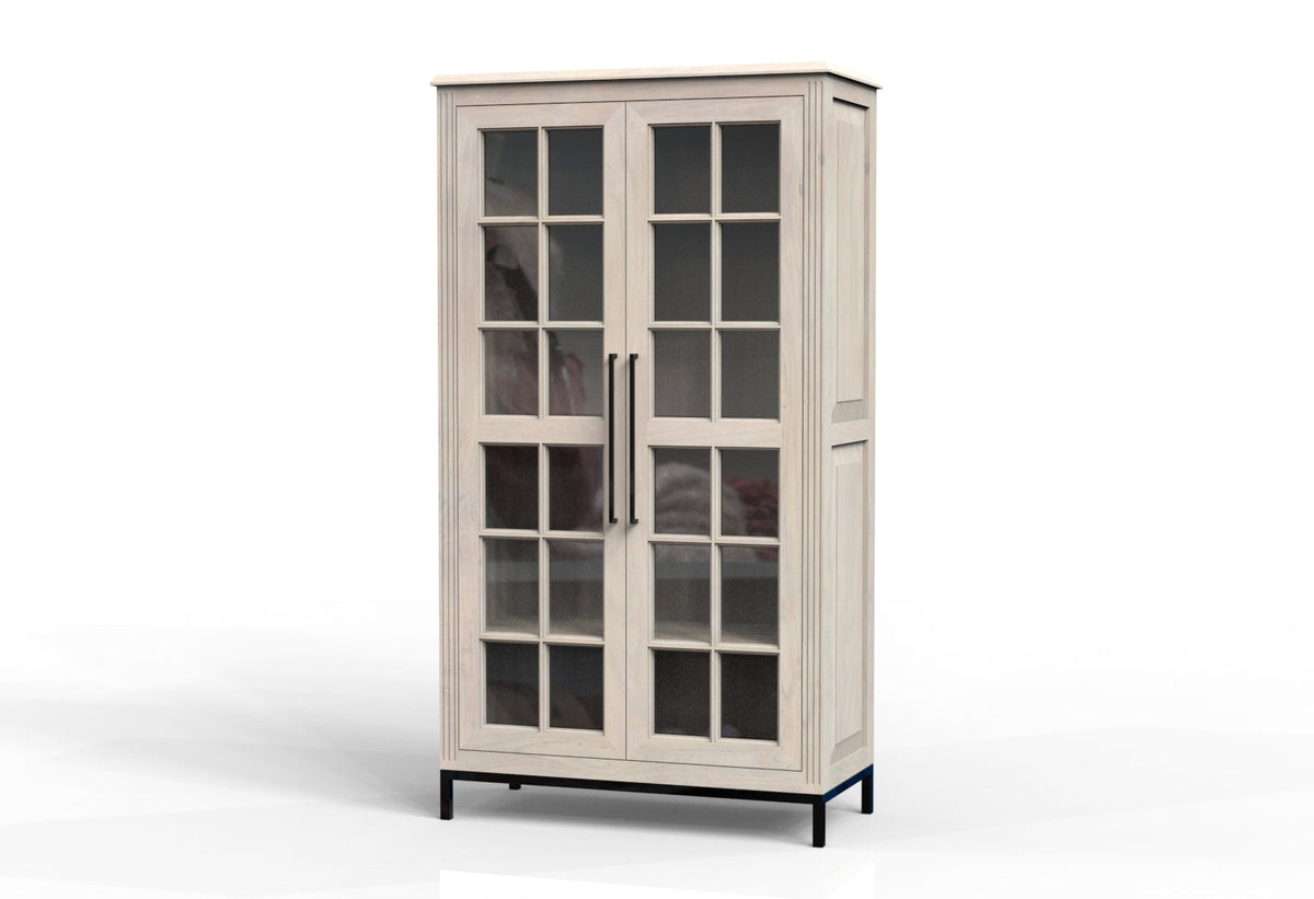 Atwell Tall 2-Door Glass Front Cabinet - White Wash