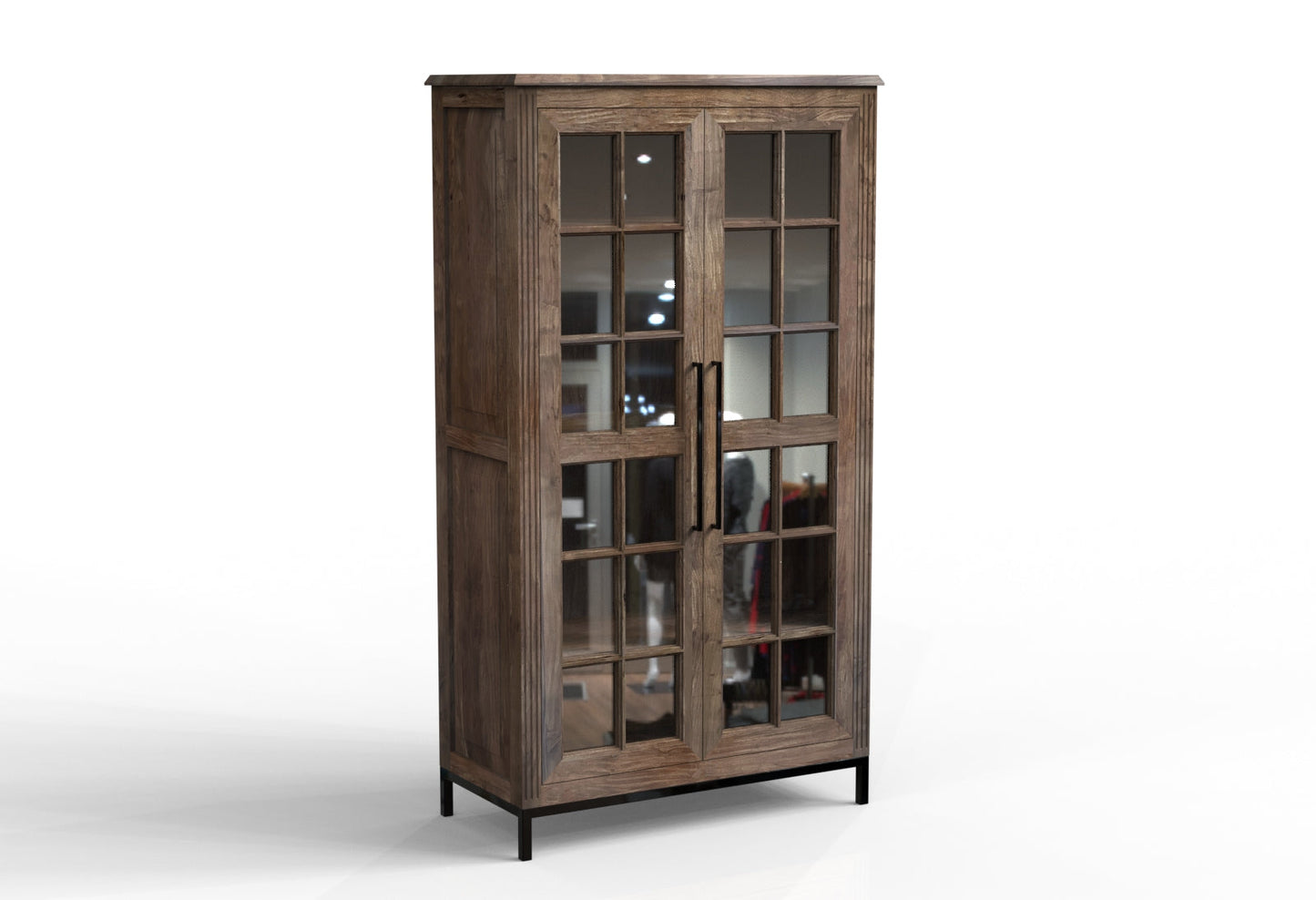 Atwell 40" 2 Door Glass Front Cabinet - Natural + Smoke