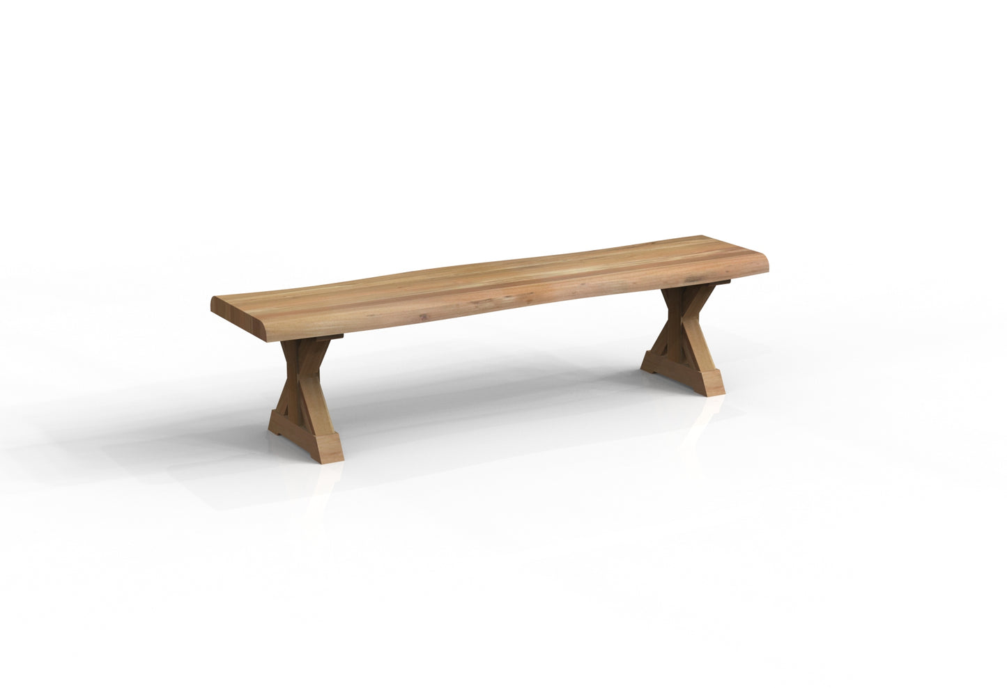 Malcolm 72" Acacia Live Edge Dining Bench - Natural + Gray