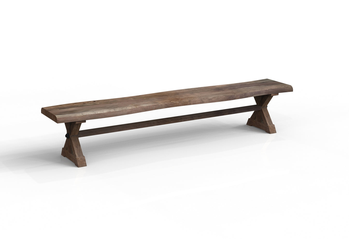 Malcolm 96" Acacia Live Edge Dining Bench - Natural + Smoke