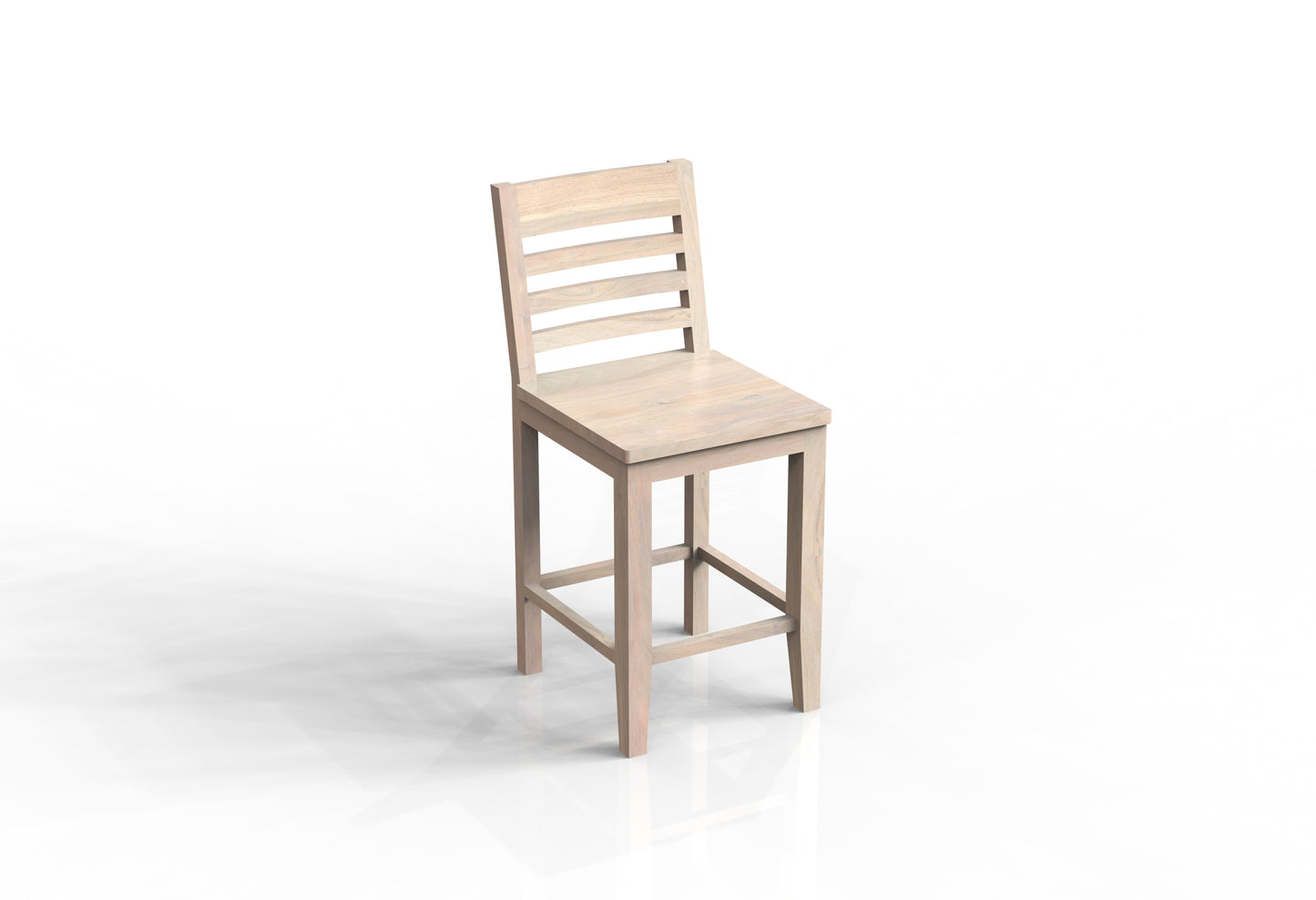 Malcolm Acacia Ladderback Counter Stool - New White Wash