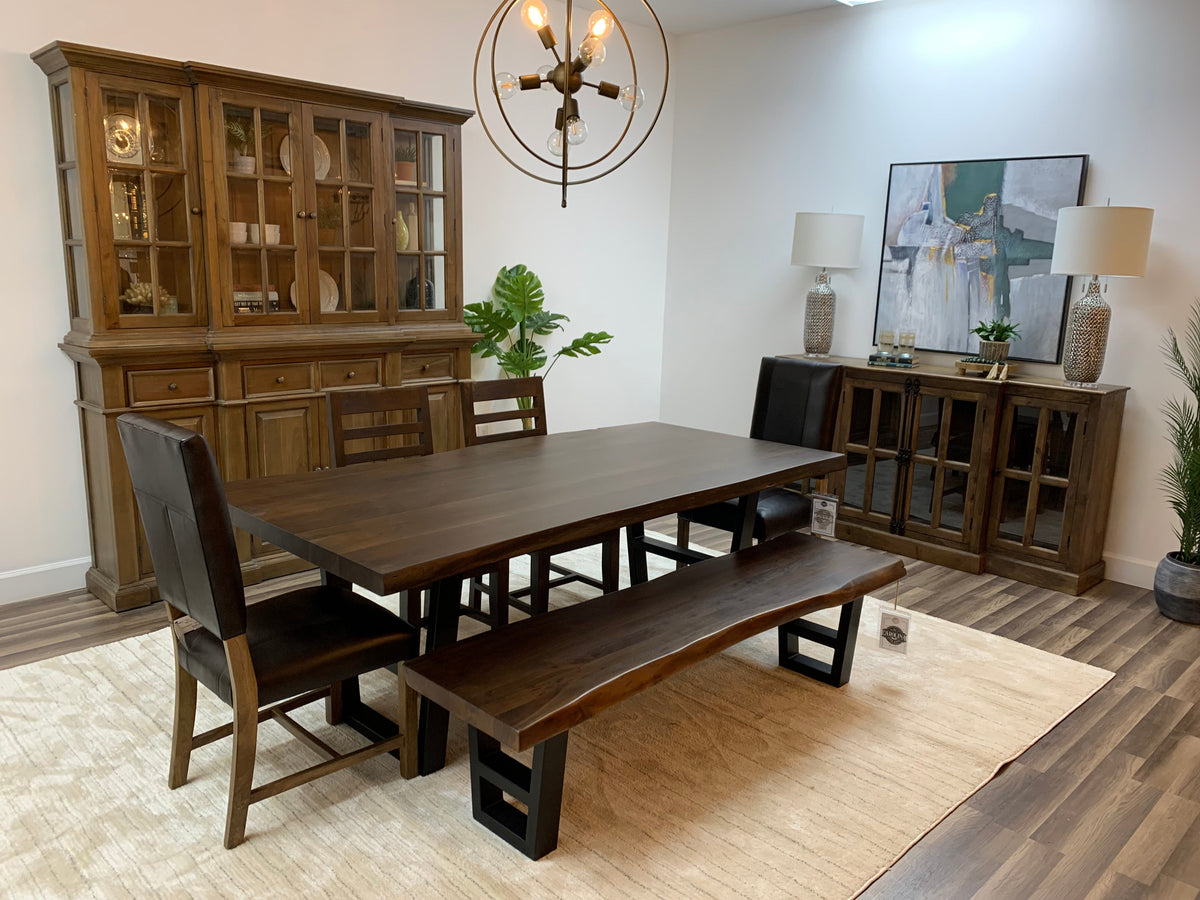 Malcolm Acacia 84″ Live Edge Dining Table — Black