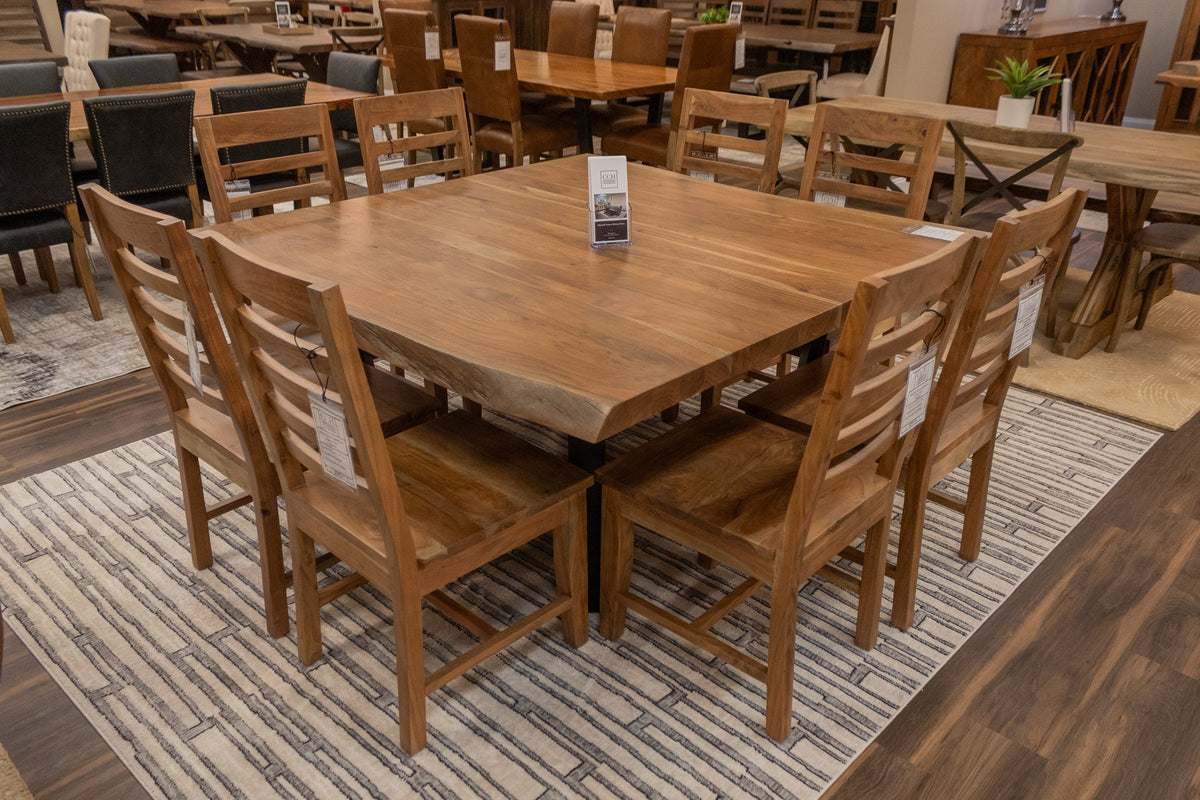 Malcolm Acacia 60″ Live Edge Square Dining Table — Natural