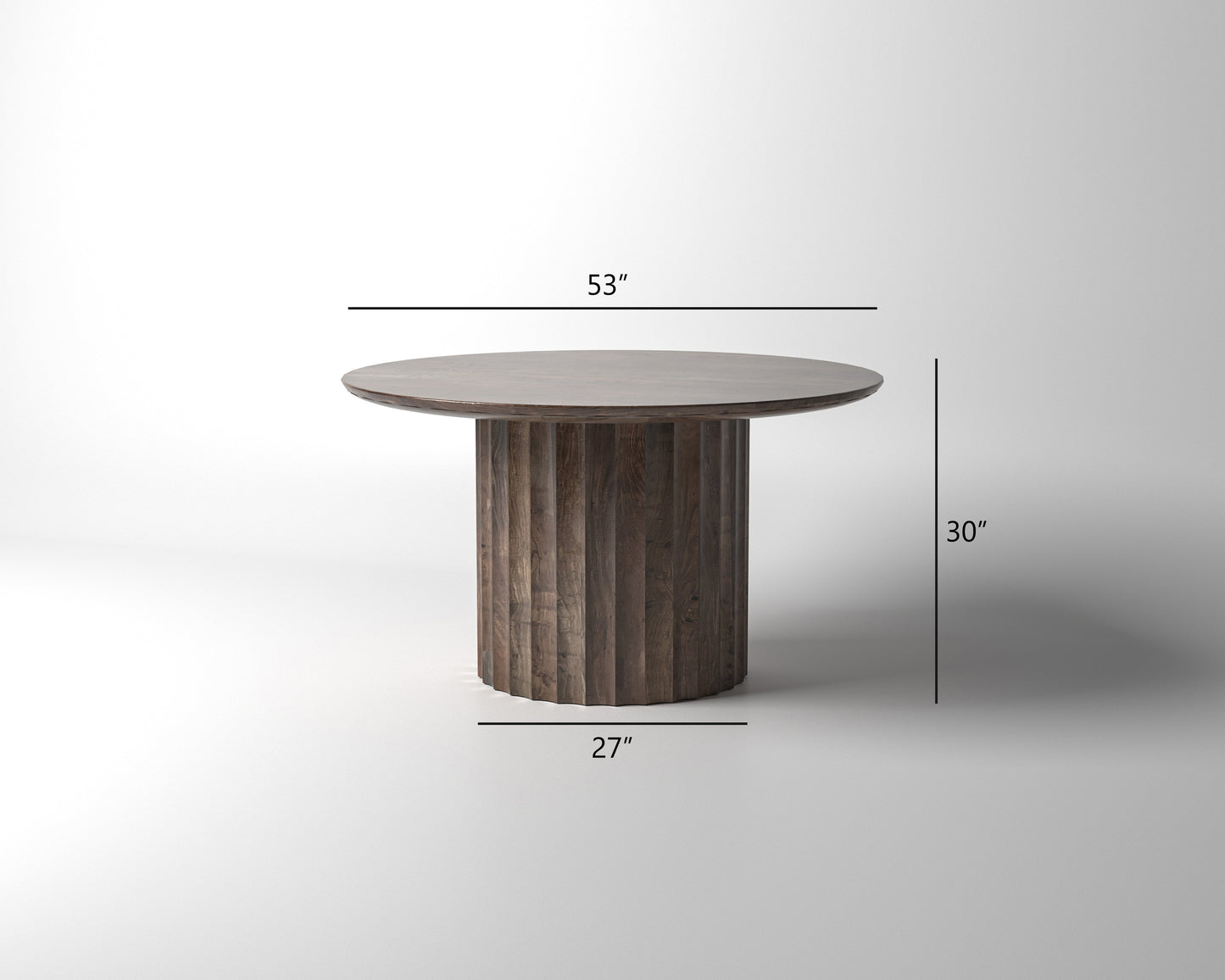 Marisol 53" Fluted Round Dining Table - Natural & Smoke