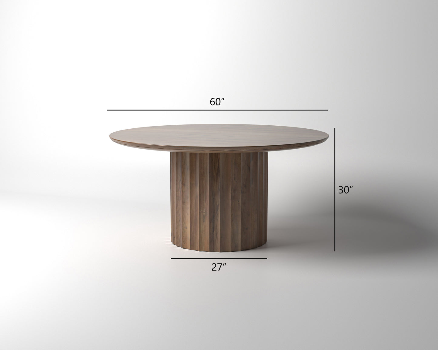 Marisol 60" Fluted Round Dining Table - Natural & Gray