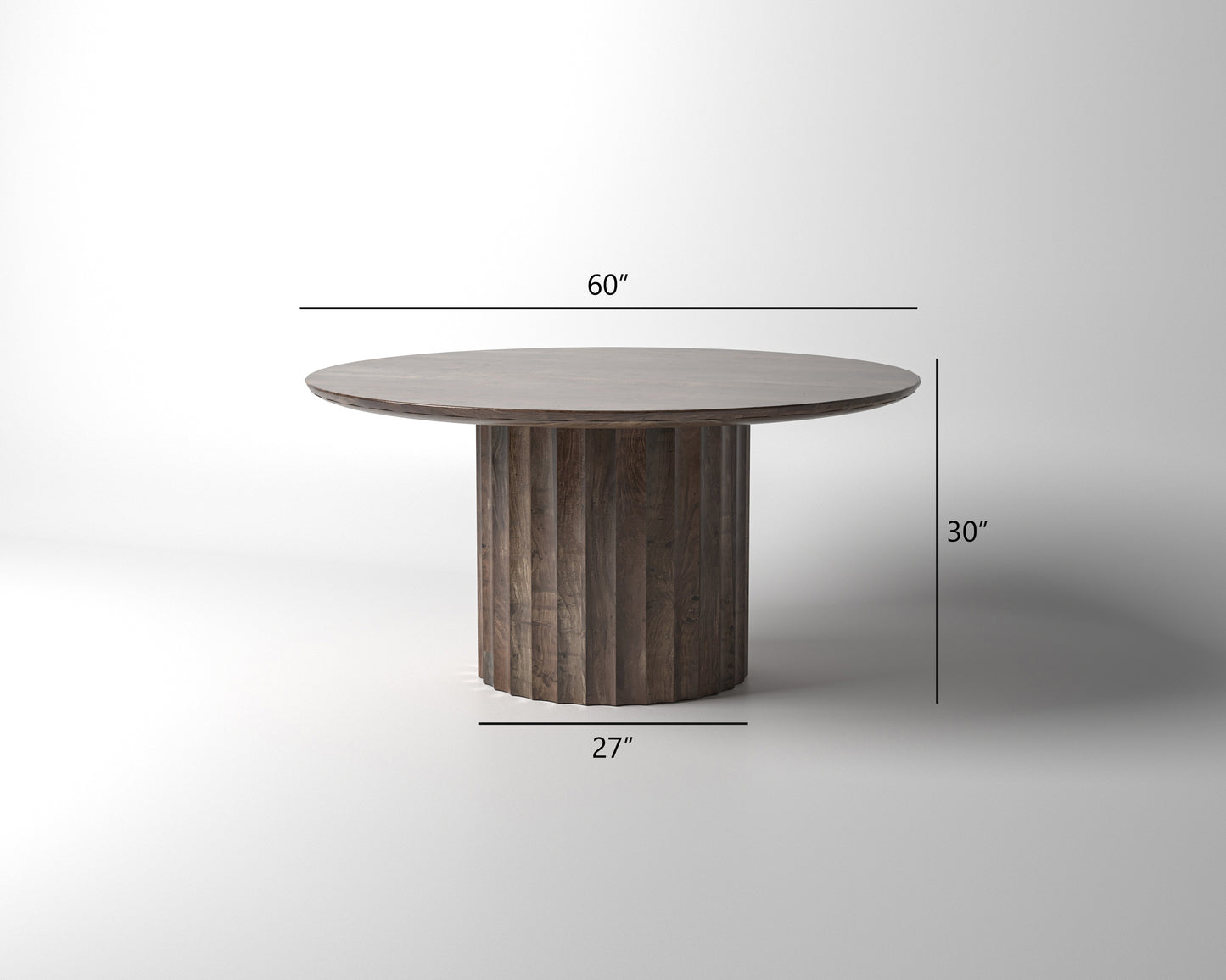 Marisol 60" Fluted Round Dining Table - Natural & Smoke