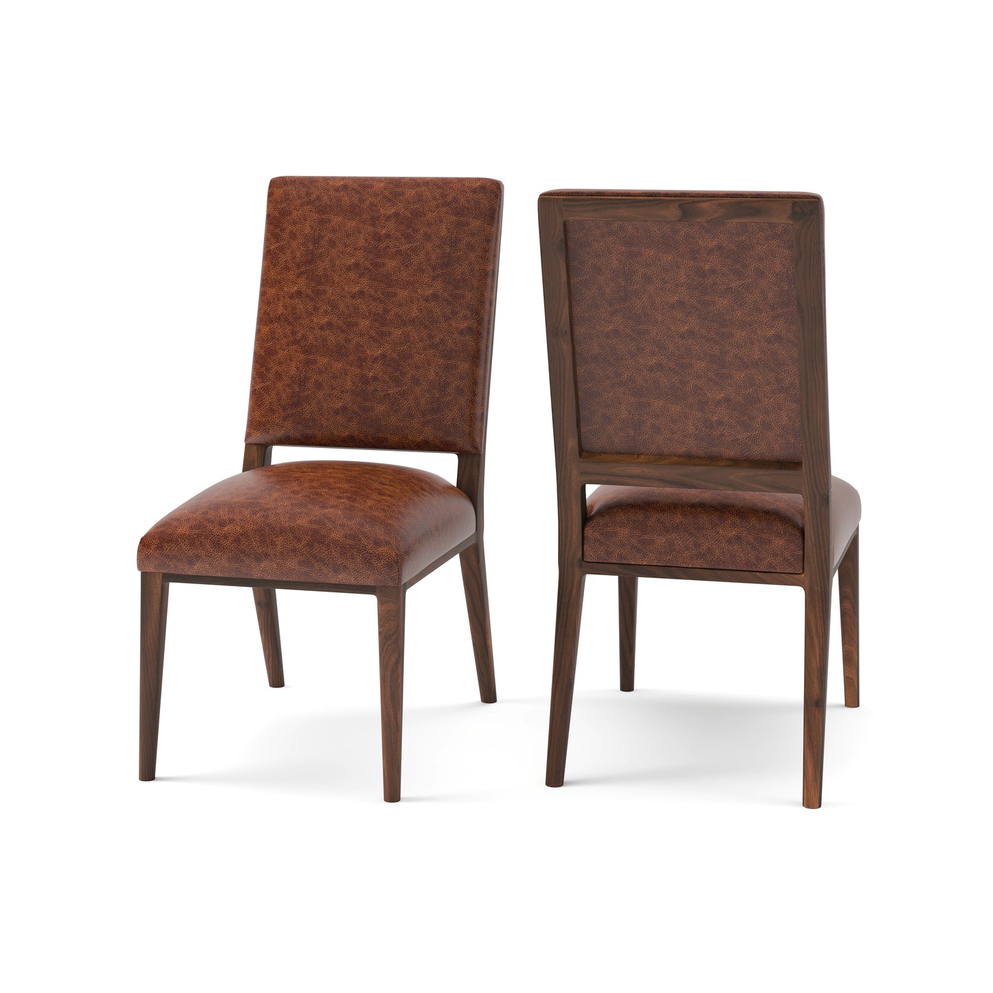 Willis Deconstructed Top Grain Leather Dining Chair - Whiskey + Natural & Black