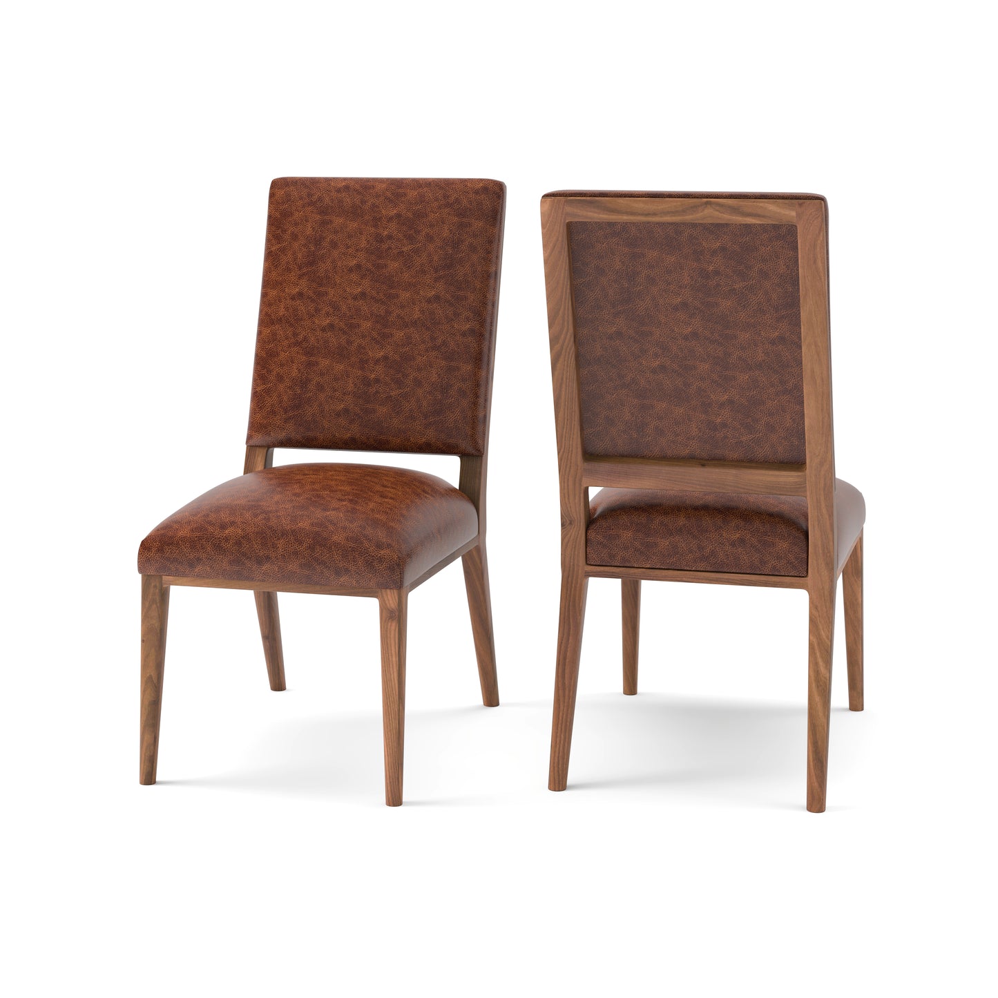 Willis Deconstructed Top Grain Leather Dining Chair - Whiskey + Natural