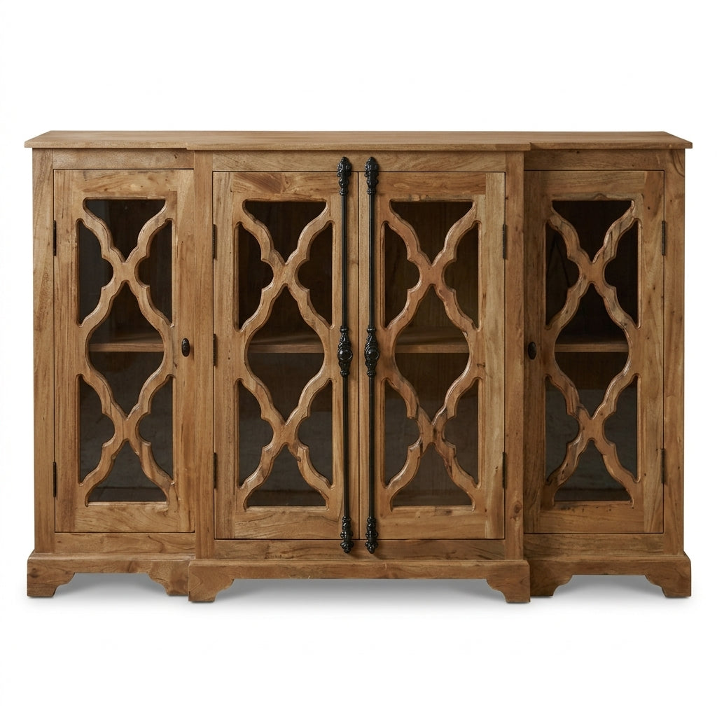 Charlene 72" Acacia 4 Door Breakfront Sideboard - Natural