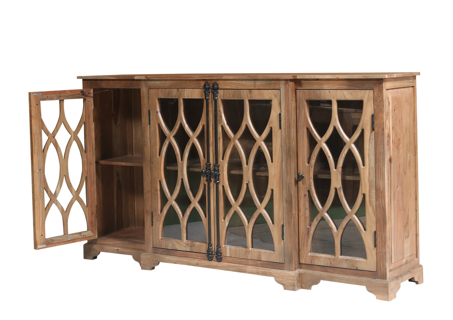 Clarissa 72" Acacia 4 Door Breakfront Sideboard - Natural