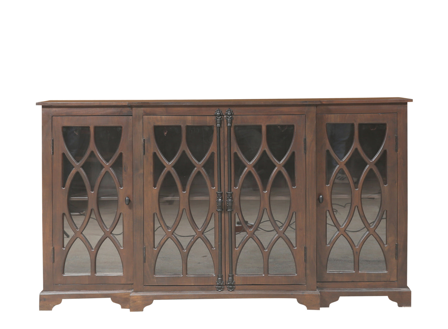 Clarissa 72" Acacia 4 Door Breakfront Sideboard - Natural + Black