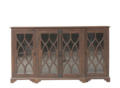 Clarissa 72" Acacia 4 Door Breakfront Sideboard - Natural + Black