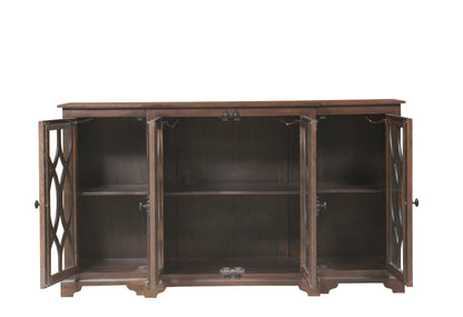 Clarissa 72" Acacia 4 Door Breakfront Sideboard - Natural + Black