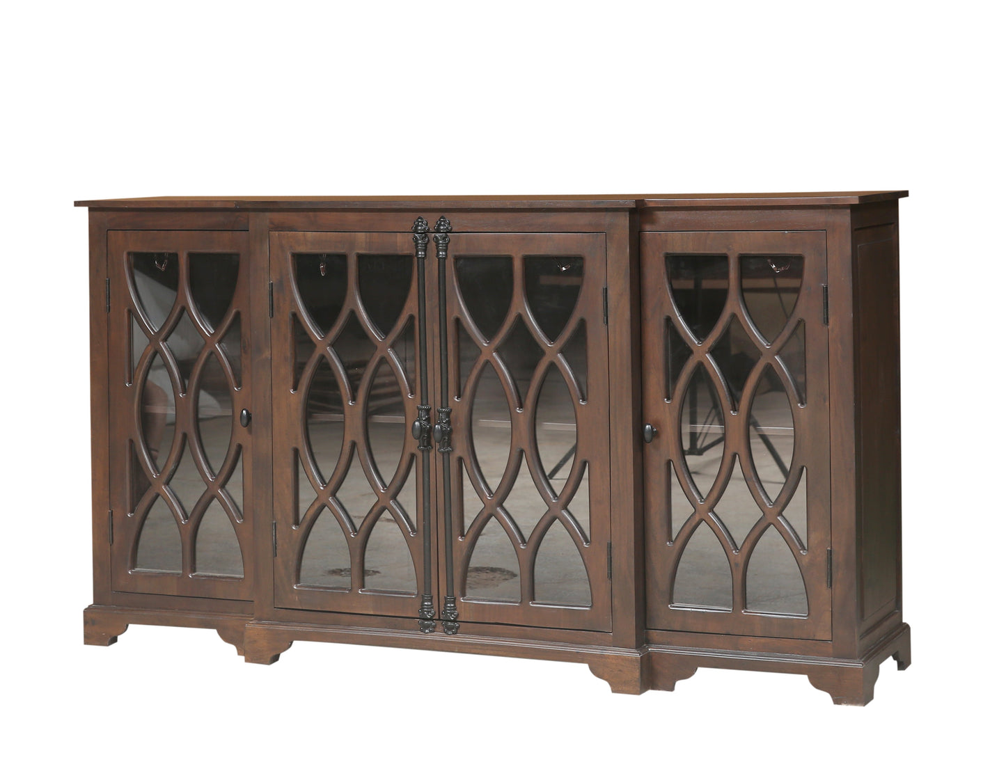Clarissa 72" Acacia 4 Door Breakfront Sideboard - Natural + Black