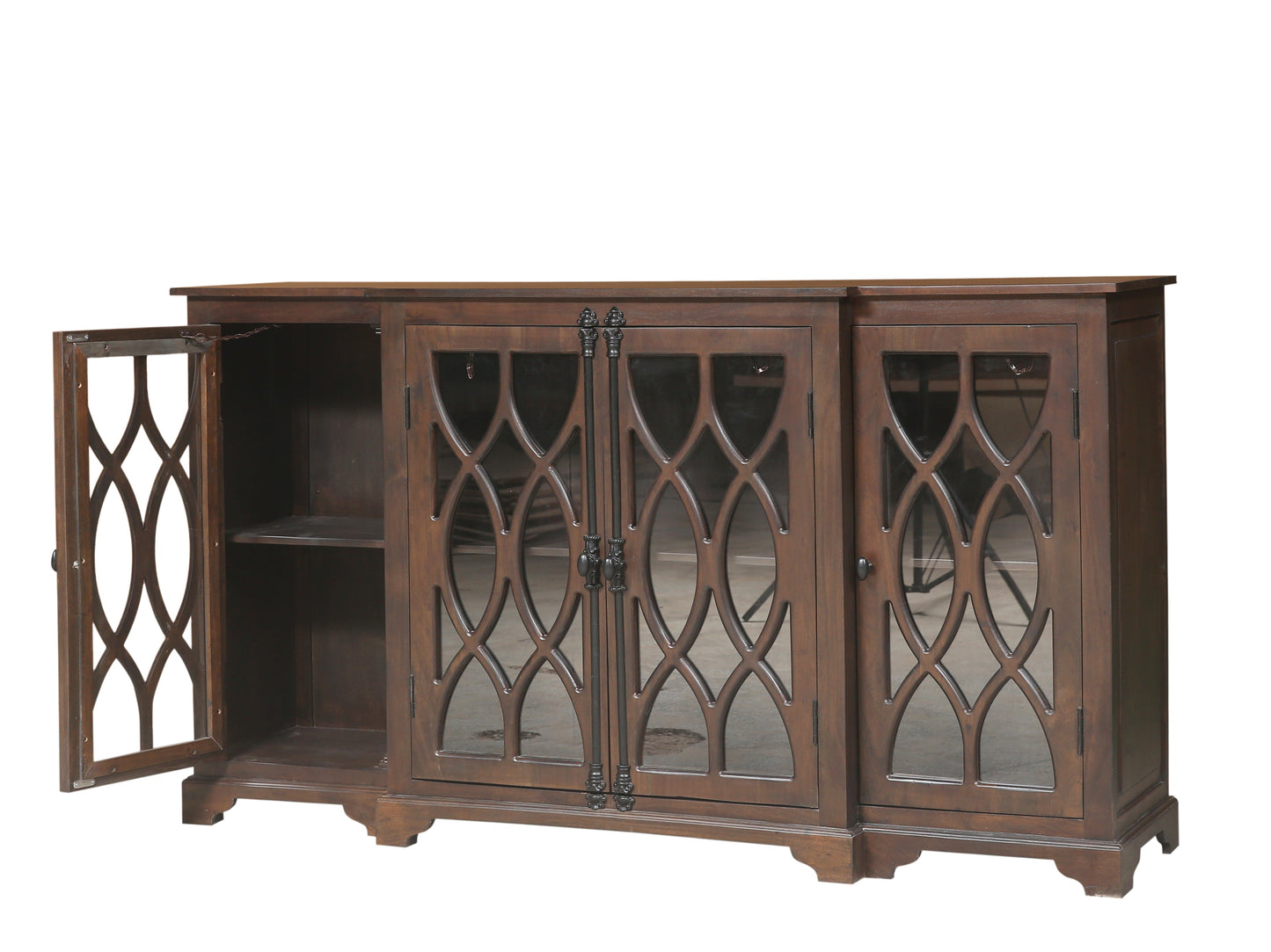 Clarissa 72" Acacia 4 Door Breakfront Sideboard - Natural + Black