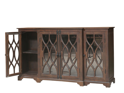 Clarissa 72" Acacia 4 Door Breakfront Sideboard - Natural + Black