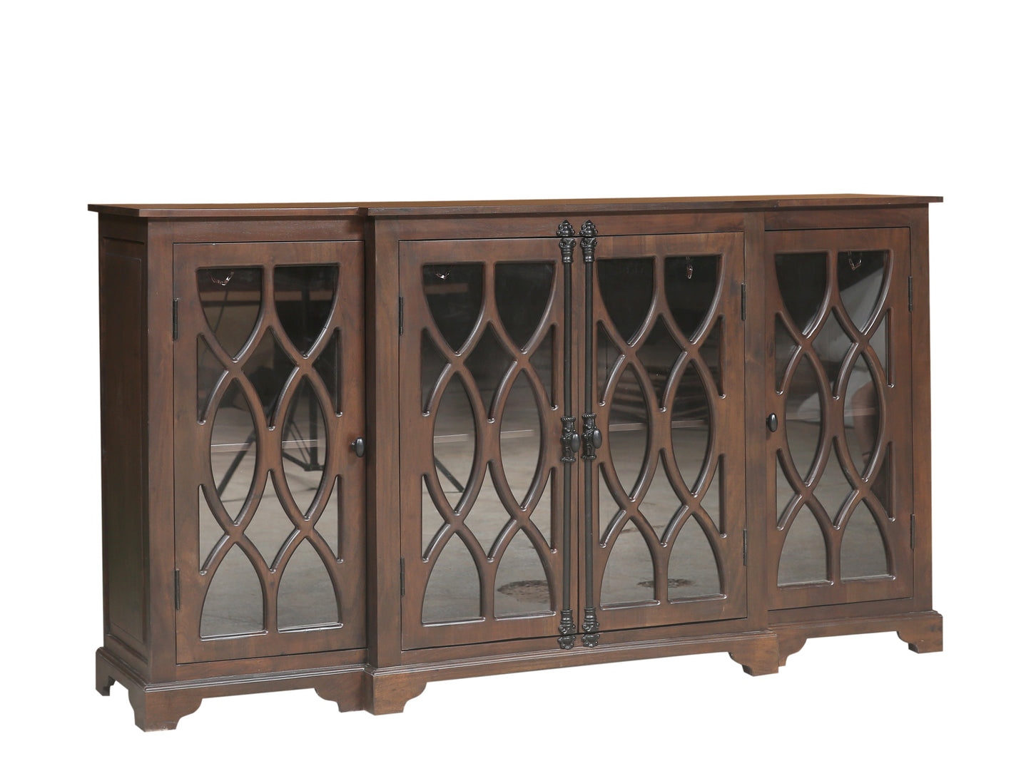 Clarissa 72" Acacia 4 Door Breakfront Sideboard - Natural + Black