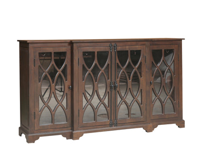 Clarissa 72" Acacia 4 Door Breakfront Sideboard - Natural + Black