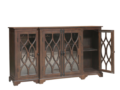 Clarissa 72" Acacia 4 Door Breakfront Sideboard - Natural + Black