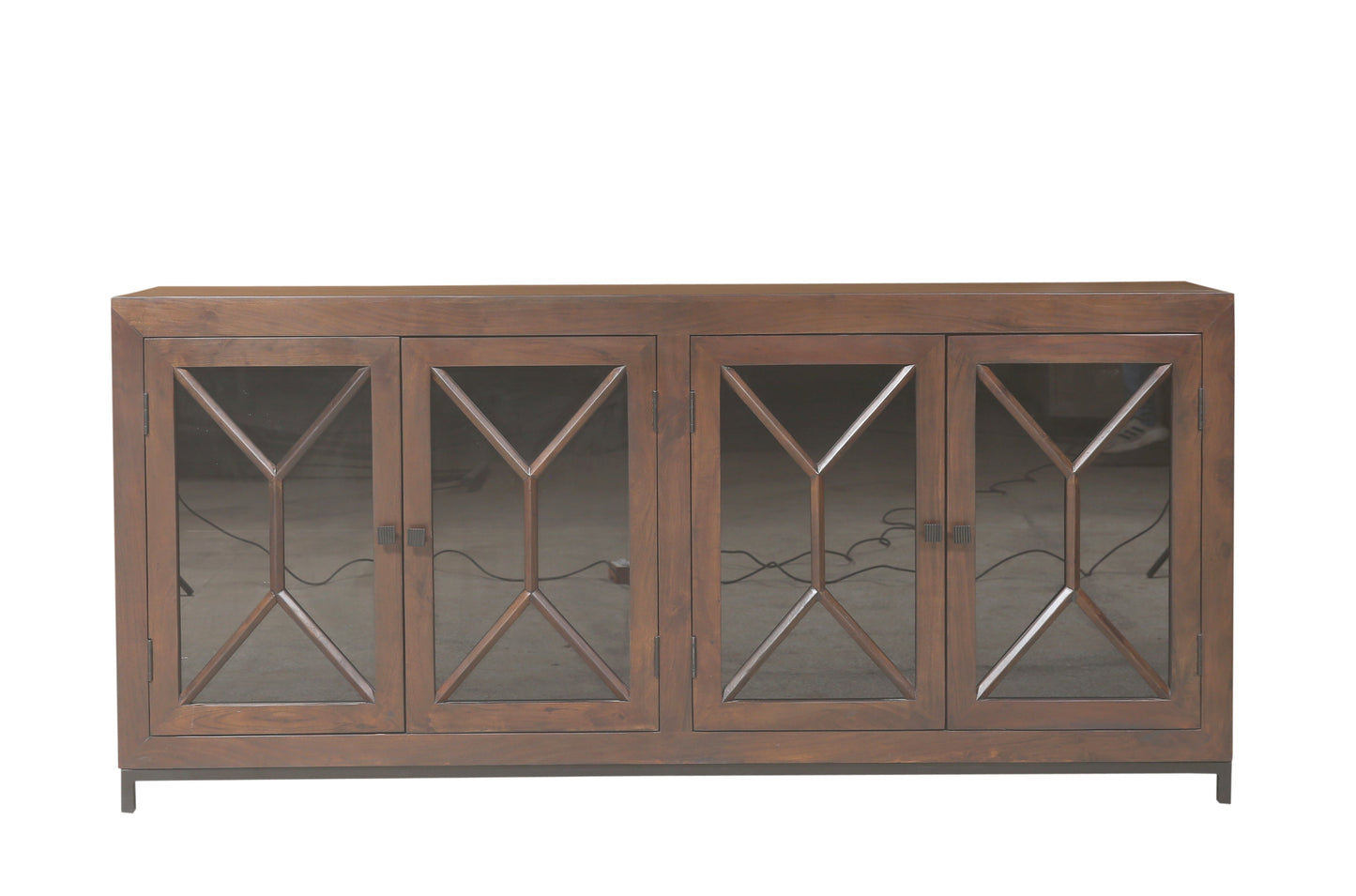 Candace 82" Smoked Glass 4 Door Sideboard - Natural + Black