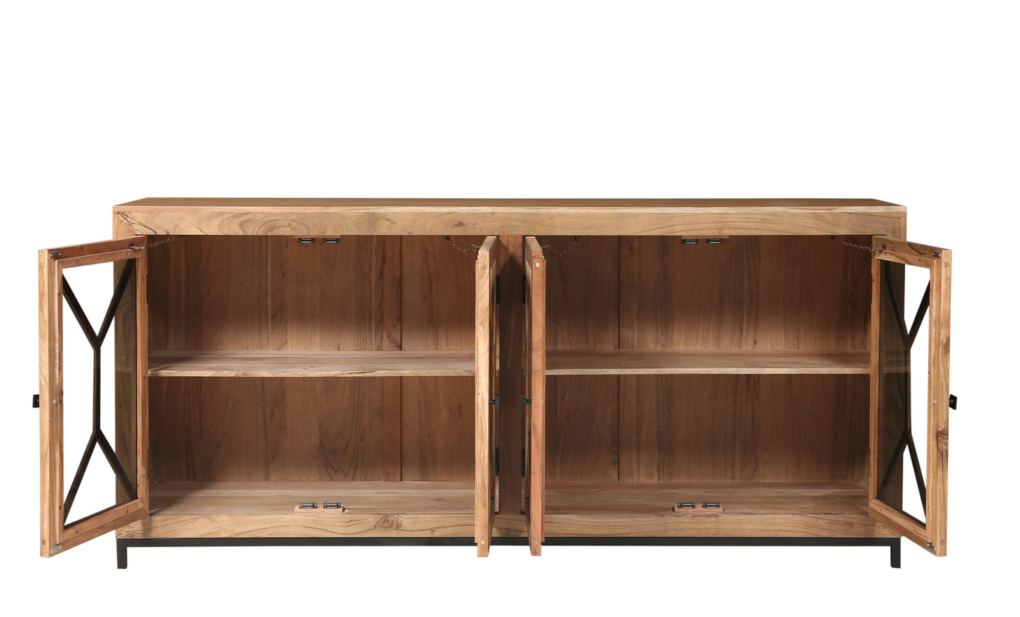 Candace 82" Smoked Glass 4 Door Sideboard - Natural