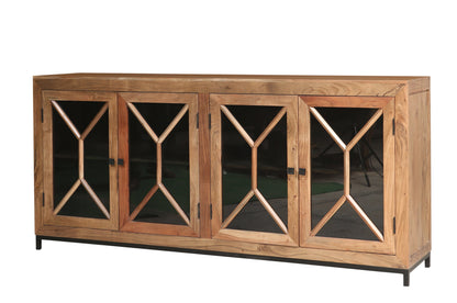 Candace 82" Smoked Glass 4 Door Sideboard - Natural