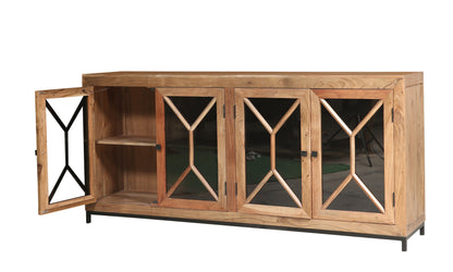 Candace 82" Smoked Glass 4 Door Sideboard - Natural