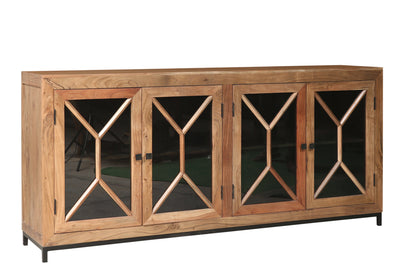 Candace 82" Smoked Glass 4 Door Sideboard - Natural