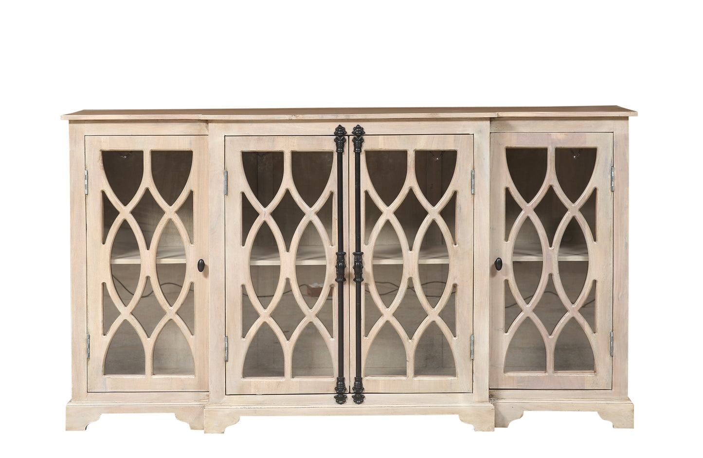 Clarissa 72" Acacia 4 Door Breakfront Sideboard - New White Wash