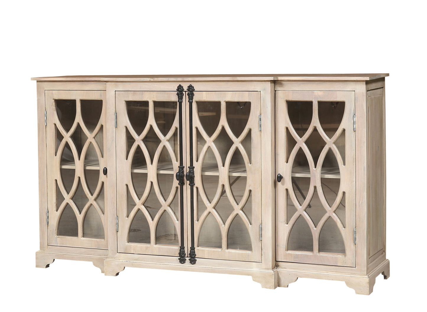 Clarissa 72" Acacia 4 Door Breakfront Sideboard - New White Wash