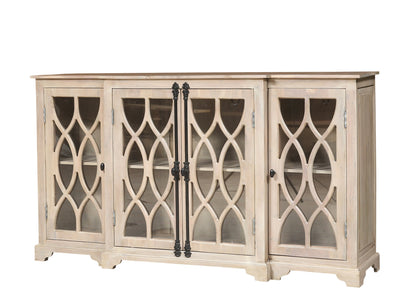 Clarissa 72" Acacia 4 Door Breakfront Sideboard - New White Wash