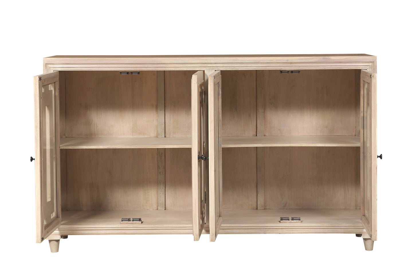 Dominic 71" Acacia 4 Door Glass Front Sideboard - New White Wash