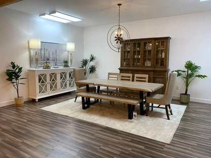 Malcolm Acacia 108' Live Edge Dining Table - New White Wash