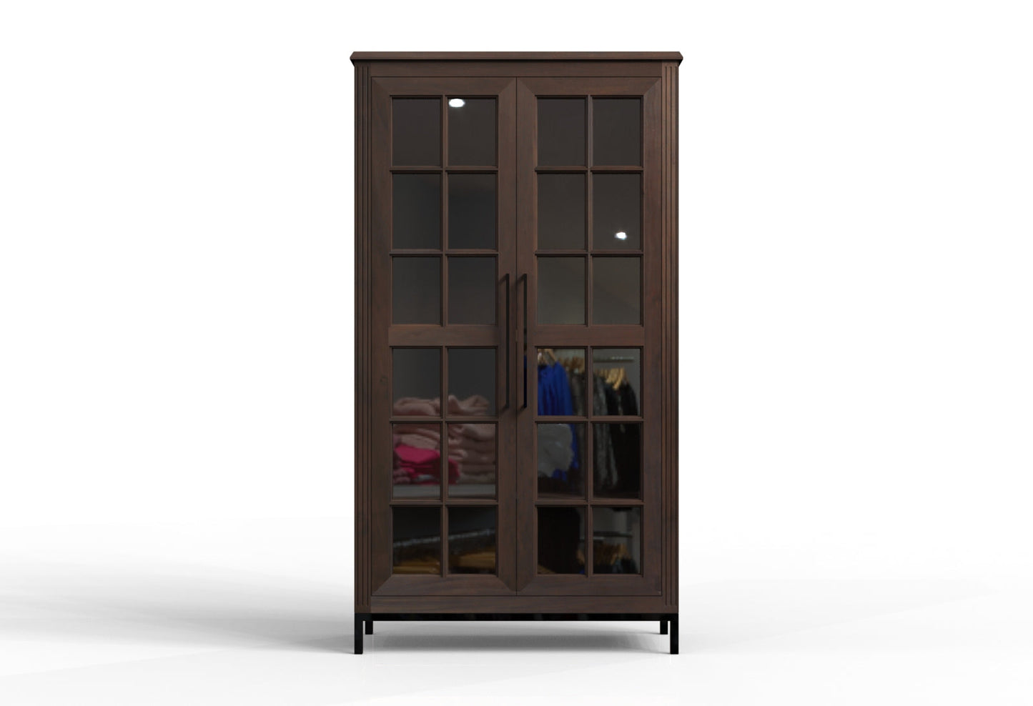 Atwell 40" 2 Door Glass Front Tall Cabinet - Natural + Black