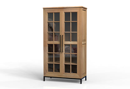 Atwell 40" 2 Door Glass Front Cabinet - Natural + Gray