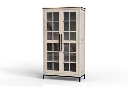 Atwell 40" 2 Door Glass Front Cabinet - New White Wash