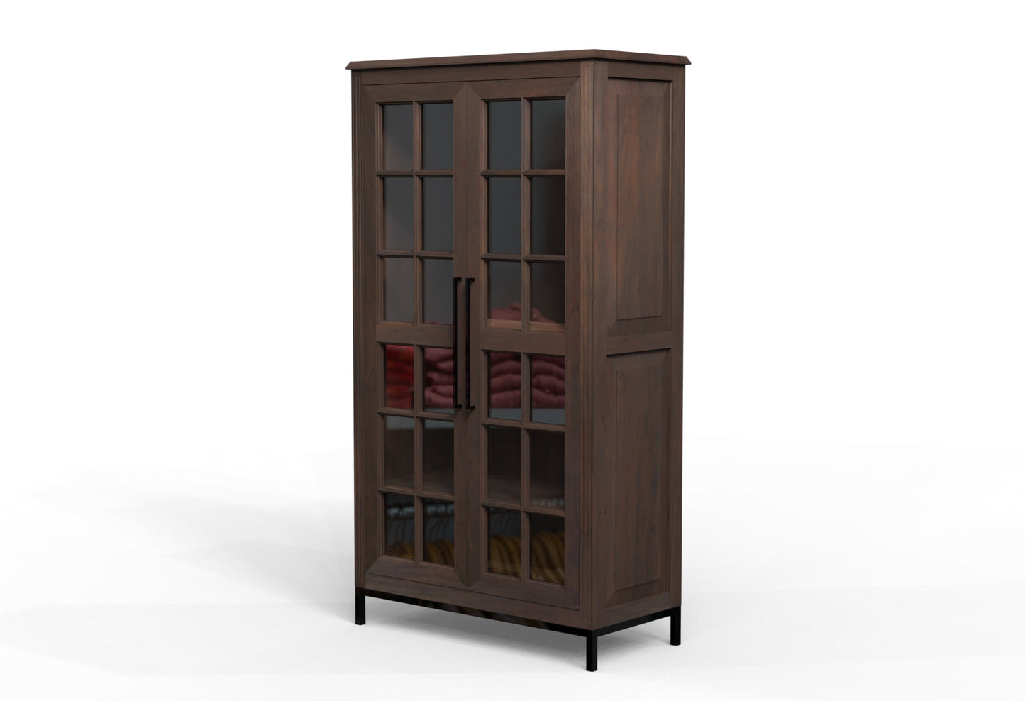 Atwell 40" 2 Door Glass Front Tall Cabinet - Natural + Black
