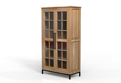 Atwell 40" 2 Door Glass Front Cabinet - Natural + Gray