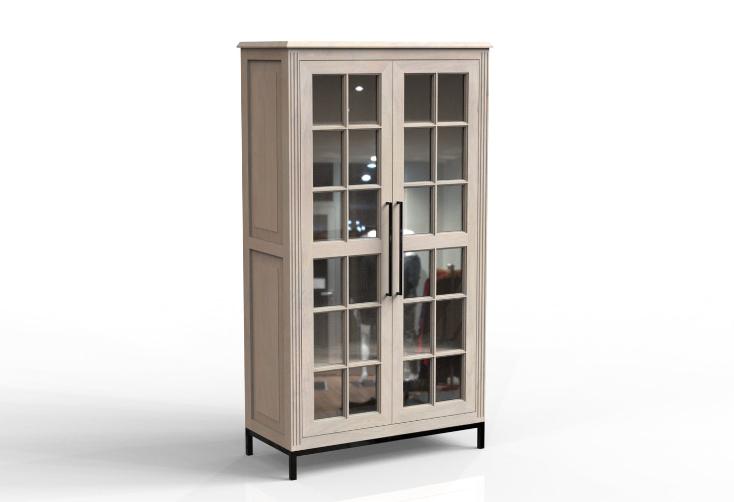 Atwell 40" 2 Door Glass Front Cabinet - New White Wash