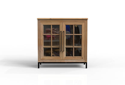 Atwell 40" 2 Door Glass Front Cabinet - Natural + Gray
