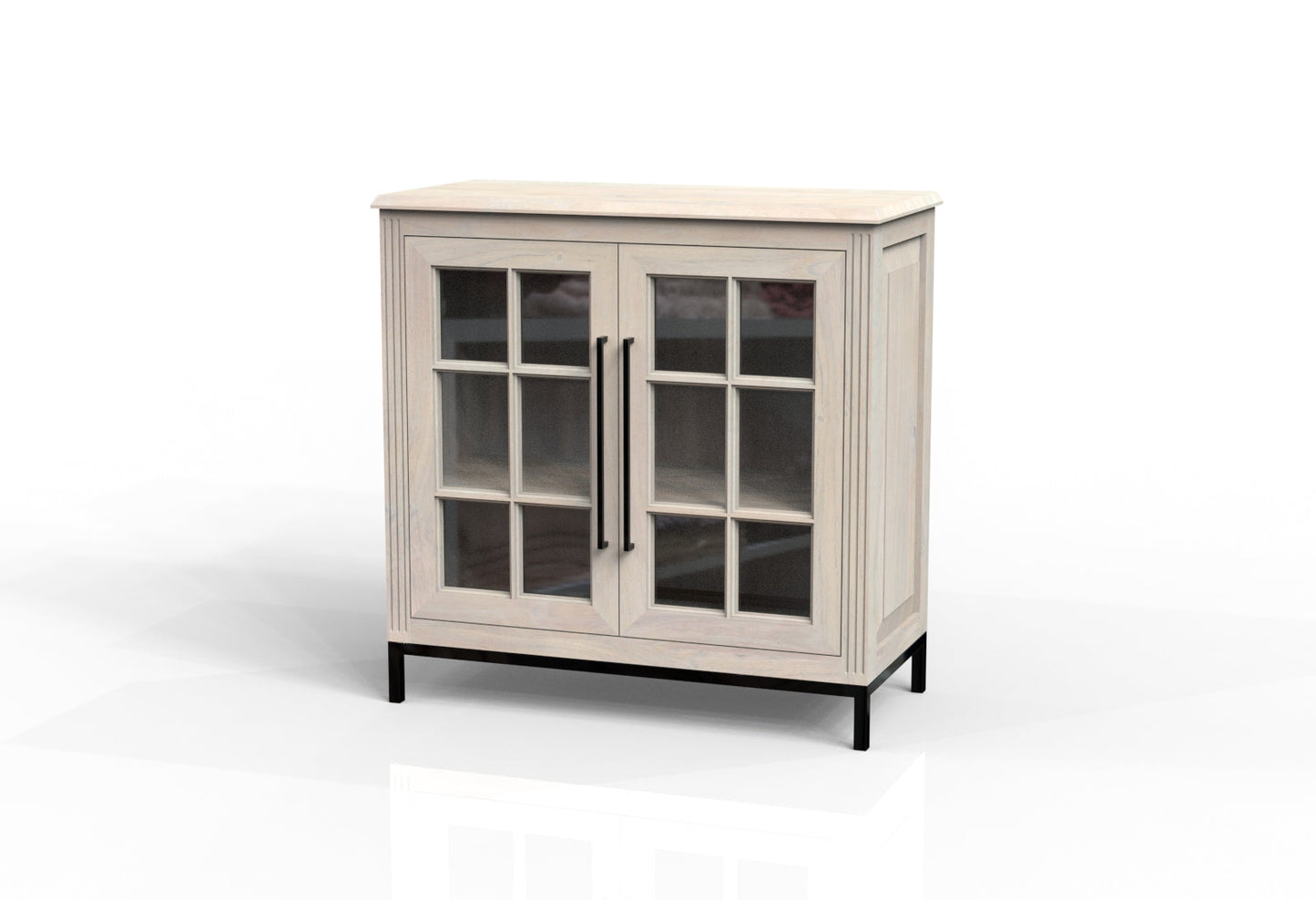 Atwell 40" 2 Door Glass Front Cabinet - New White Wash