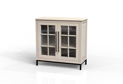 Atwell 40" 2 Door Glass Front Cabinet - New White Wash