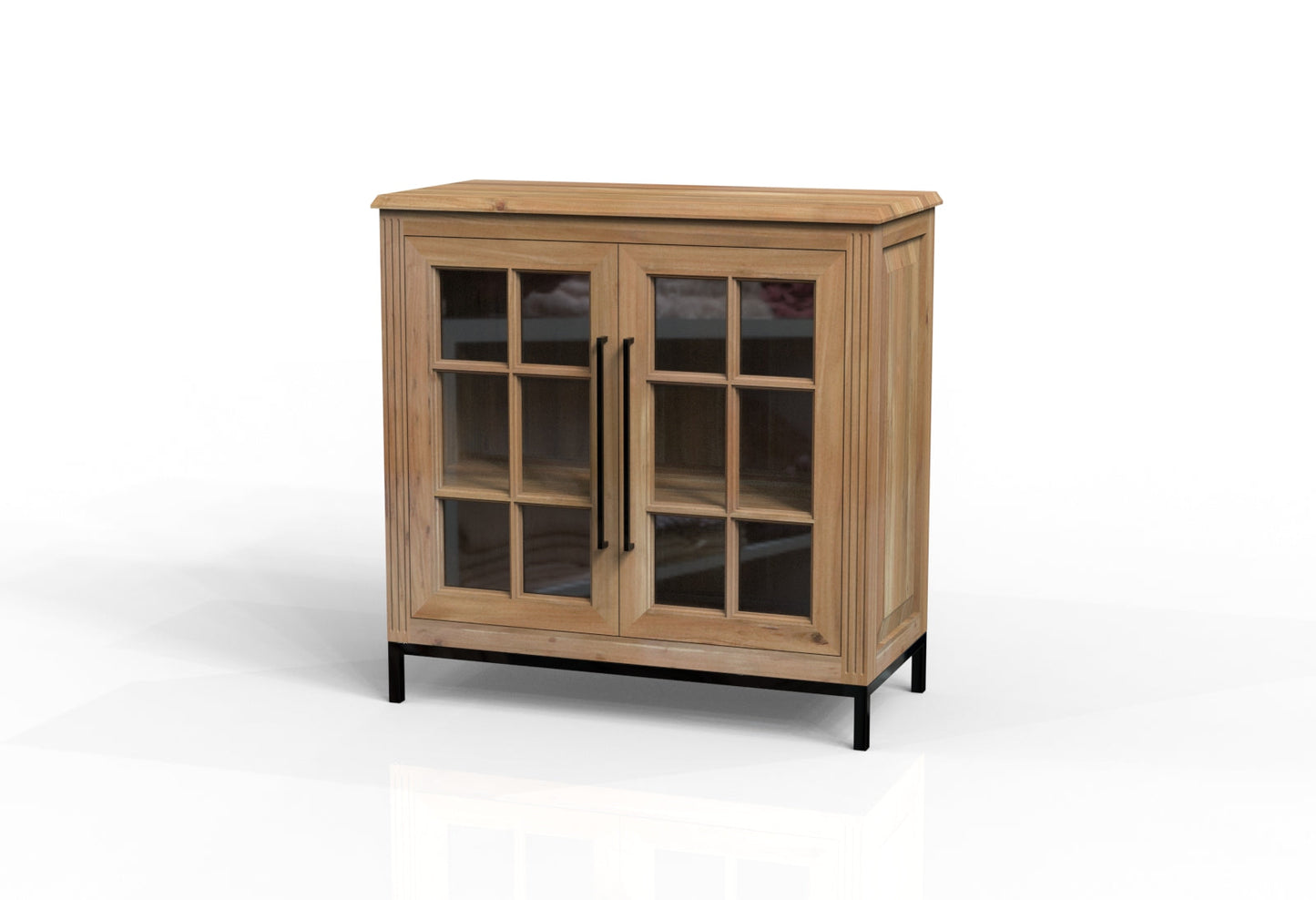 Atwell 40" 2 Door Glass Front Cabinet - Natural + Gray