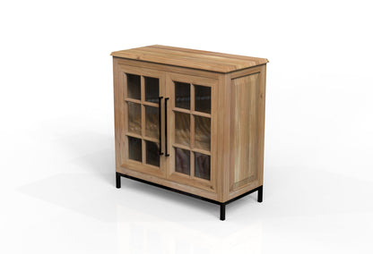 Atwell 40" 2 Door Glass Front Cabinet - Natural + Gray