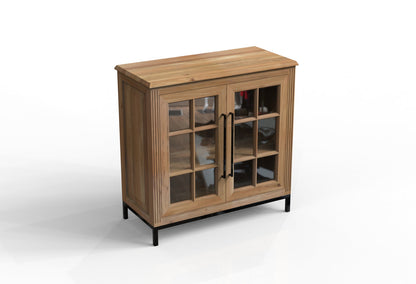 Atwell 40" 2 Door Glass Front Cabinet - Natural + Gray