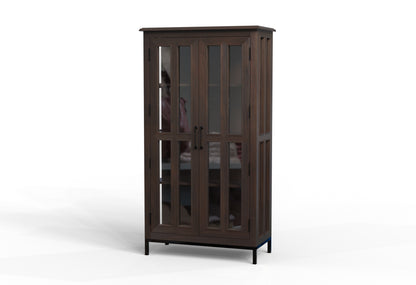 Tomas 38" 2 Door Glass Front Cabinet - Natural + Black