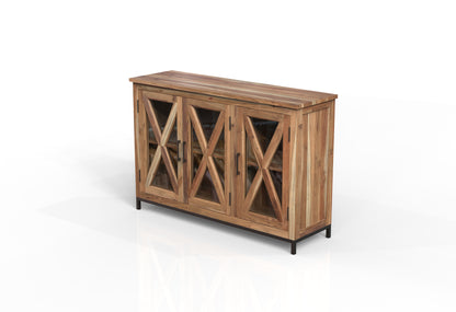Wesley 60" 3 Door Glass Front Sideboard - Natural