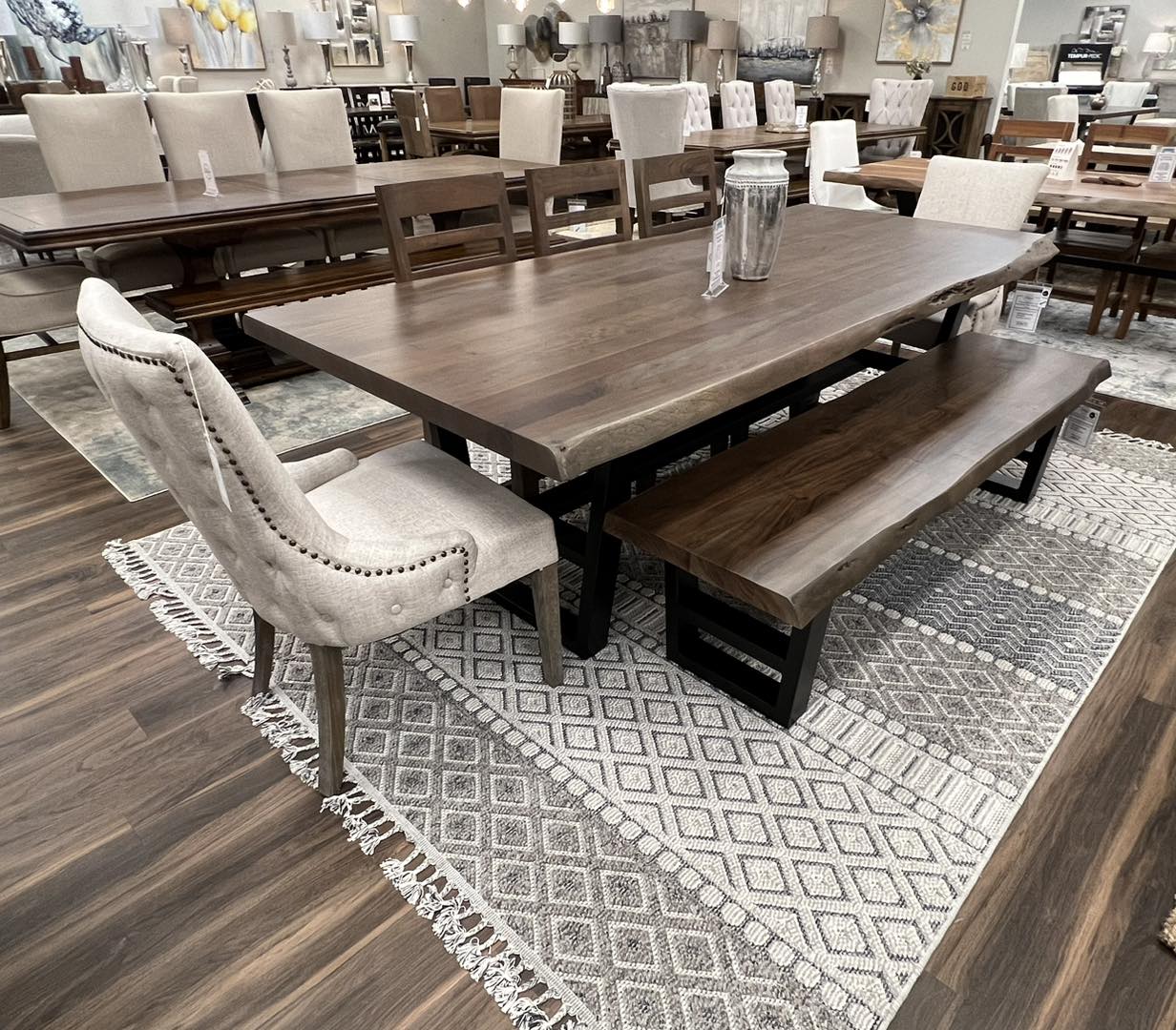 Malcolm Acacia 96" Live Edge Dining Table - Natural + Smoke