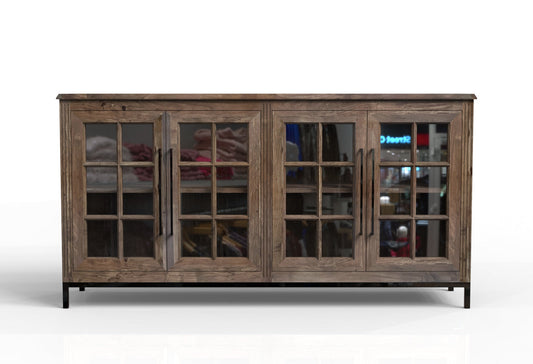 Atwell 77" 4 Door Glass Front Sideboard - Smoke
