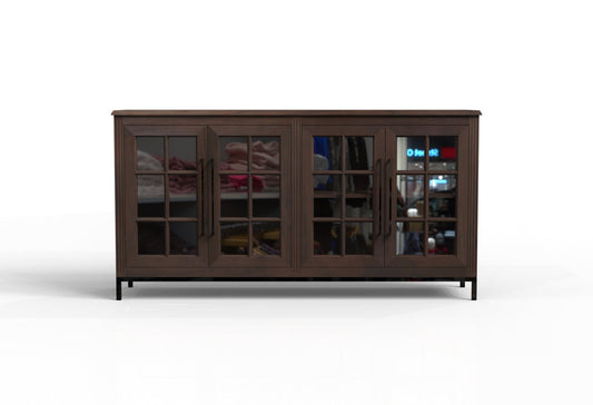 Atwell 77" 4 Door Glass Front Sideboard - Black